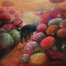 九重葛森林-我們去抓貓 2013 油彩畫布 30F-大美無言藝術空間