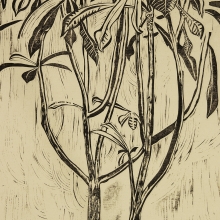 南隅雞蛋樹 2014立春 水印木刻版畫 45X30cm-大美無言藝術空間