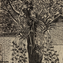 夜訪幽蘭 2014立春 水印木刻版畫 45X30cm-大美無言藝術空間