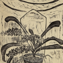 狐尾夢夜 2014立春 水印木刻版畫 45X30cm-大美無言藝術空間