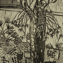 蔭下虎斑  2014立春  水印木刻版畫-大美無言藝術空間