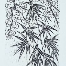 梅竹雙清 2007 水印木刻版畫 45x30cm-大美無言藝術空間