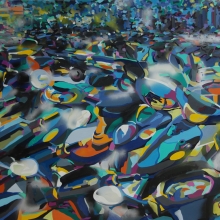 《 機車 》2002 100 F 油彩、噴漆、畫布-大美無言藝術空間