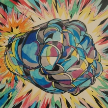 《 飛拳 》2003 27 x 27 cm  複合媒材-大美無言藝術空間