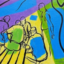 公園弈趣 53 x 72,5 cm , 壓克力彩、畫布-大美無言藝術空間