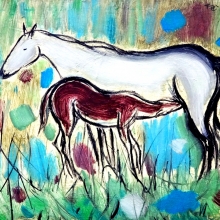 哺育53 x 65 cm, 油彩、畫布-大美無言藝術空間