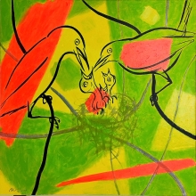 啼聲不絕 83 x 83 cm , 壓克力彩、畫布 -大美無言藝術空間