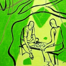 閒情 45.5 x 53 cm , 壓克力彩、畫布-大美無言藝術空間