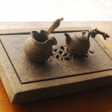 長方大地茶組 2015 茶盤:46x29x7 茶壺:17x9x11 茶海:22x9x10-大美無言藝術空間