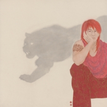 山鬼與豹˙紅 2010 絹本設色 90x90cm-大美無言藝術空間