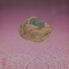 陶犬 2014 絹本設色、樹脂 15x15cm-大美無言藝術空間